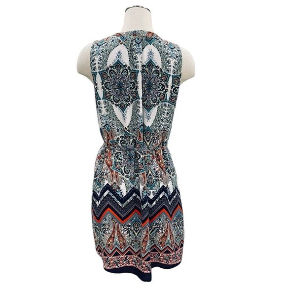 ReneeC Boho Sleeveless Mini Dress V Neck Tie Waist Made In USA Festival Hippie - Picture 8 of 11